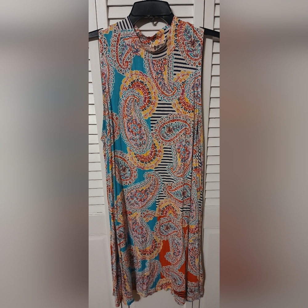 Red Camel Multicolor Paisley, Striped Dress, Women's Size 1x